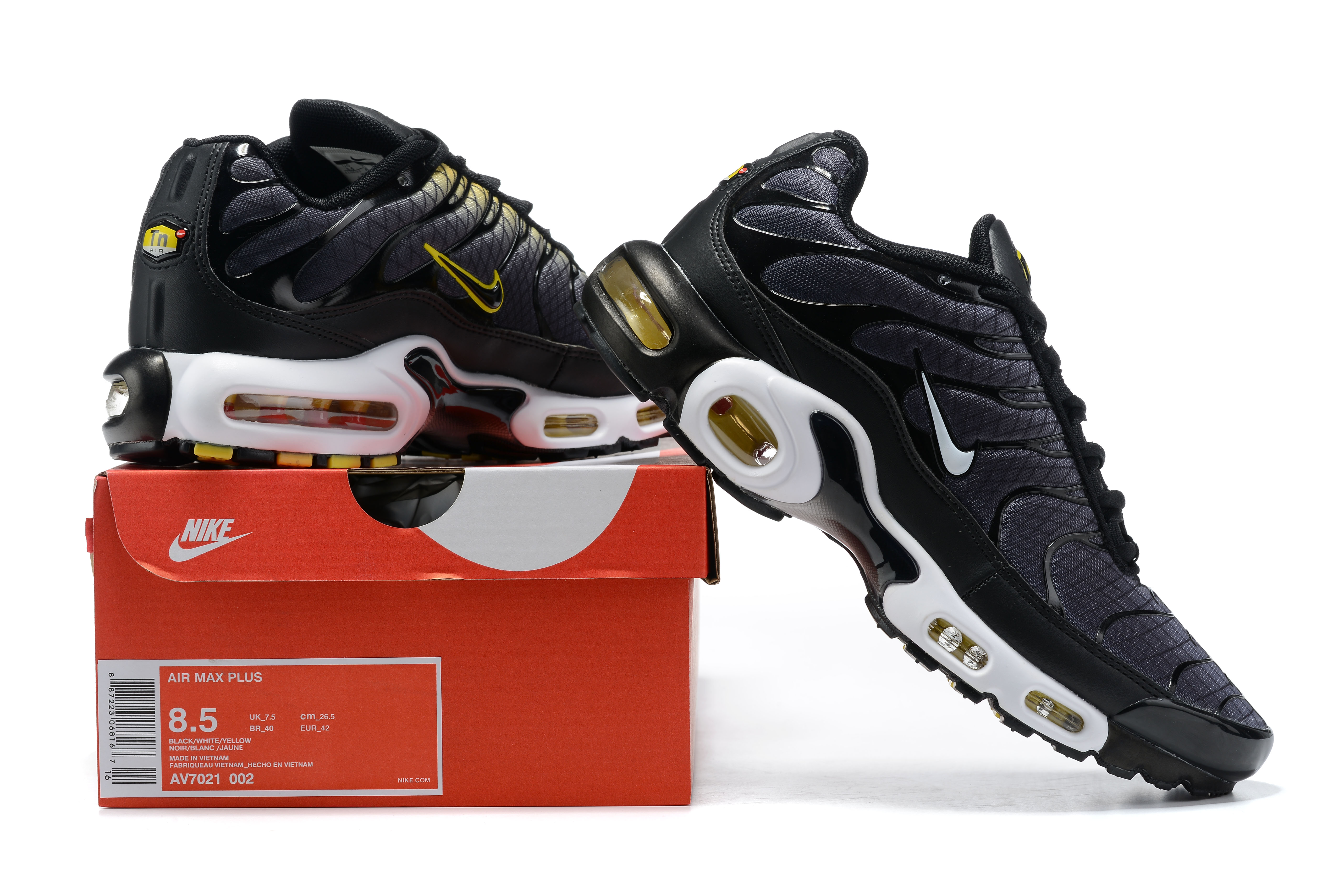 2021 Nike Air Max Plus Black Yellow White Running Shoes